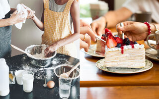Uma Cesta com Ingredientes para uma Receita